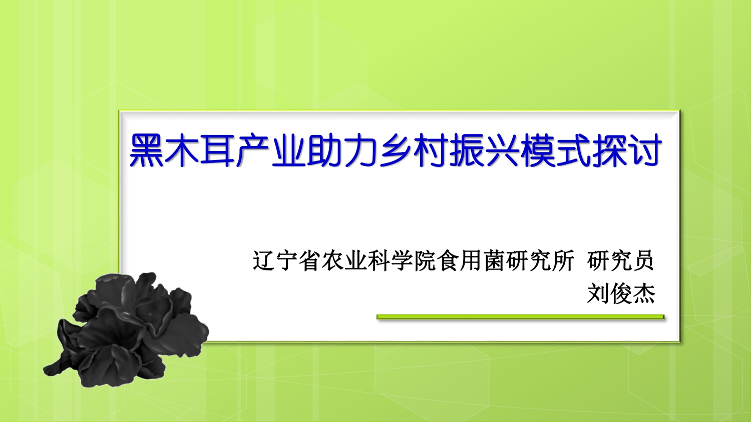 劉俊杰 黑木耳產業助力鄉村振興模式探討